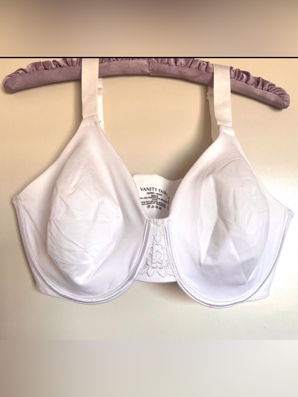 NWOT Vanity Fair Elegant White Bra- Size 40DD